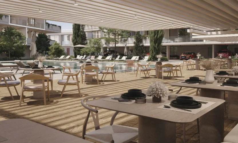 Visualisierung: Poolterrasse und Lounge
